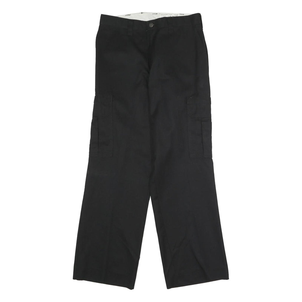 DICKIES Mens Black Polyester Blend Regular Cargo Trousers W31 L30 Workwear Zip