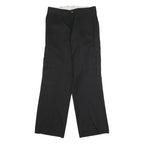 DICKIES Mens Black Polyester Blend Regular Cargo Trousers W31 L30 Workwear Zip