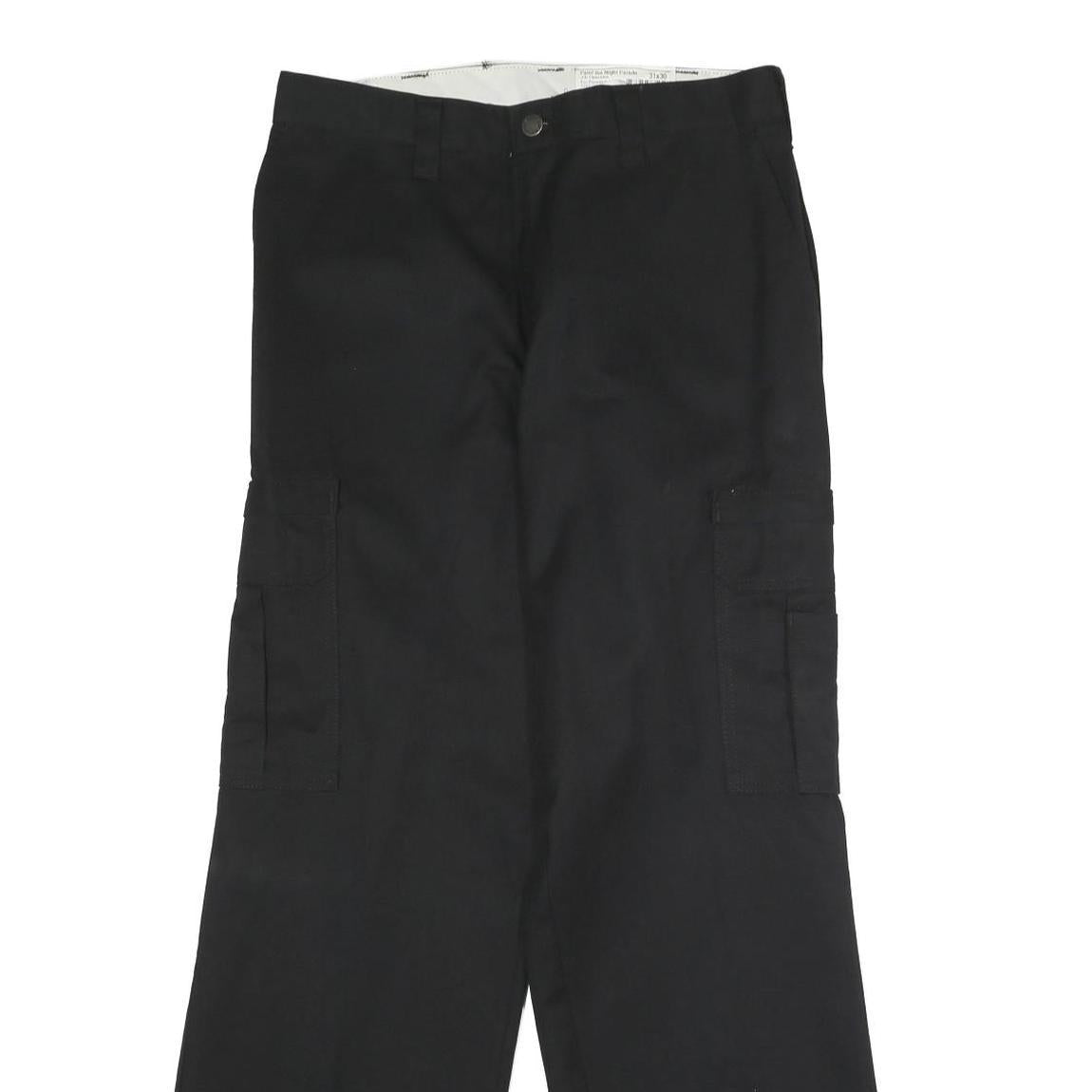 DICKIES Mens Black Polyester Blend Regular Cargo Trousers W31 L30 Workwear Zip