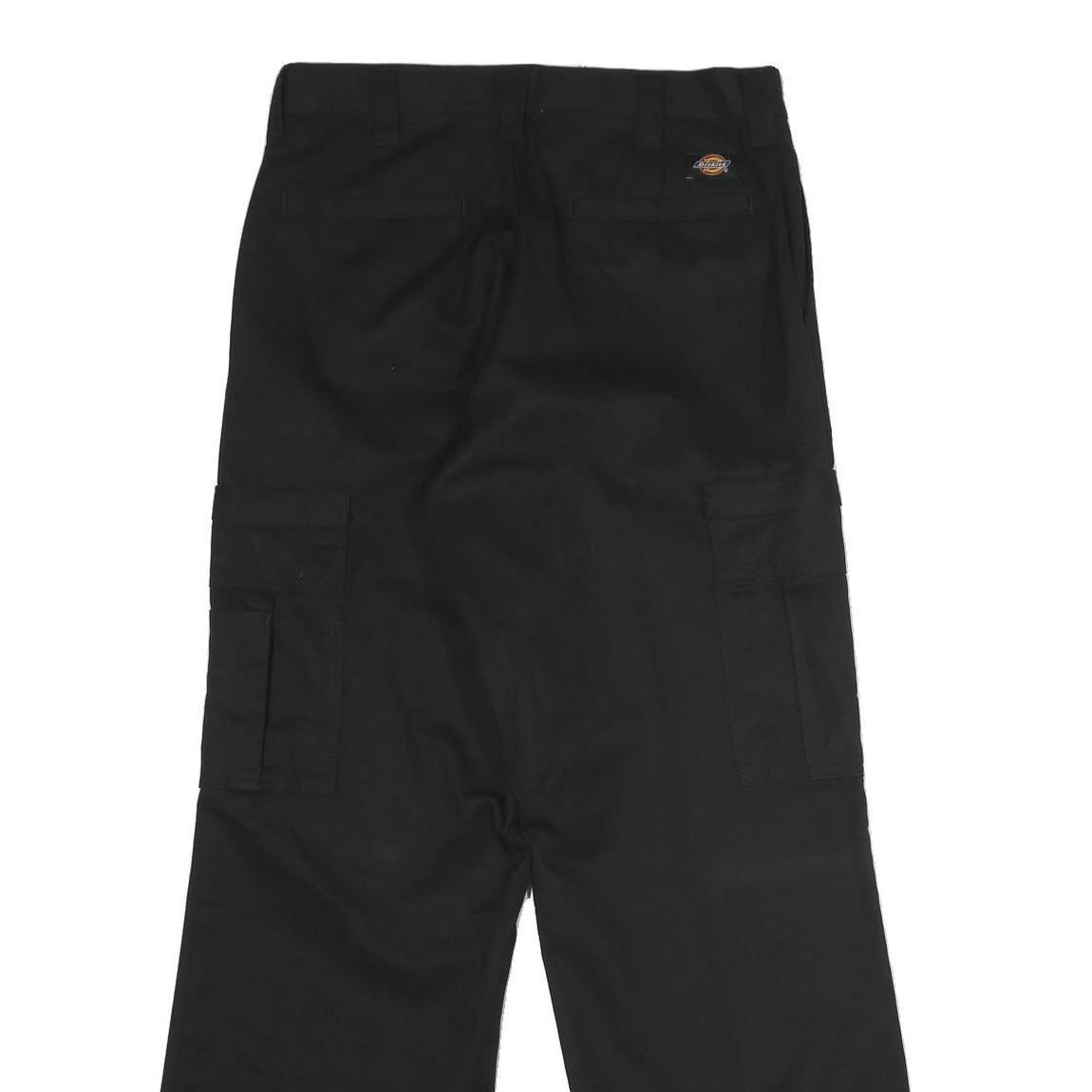 DICKIES Mens Black Polyester Blend Regular Cargo Trousers W31 L30 Workwear Zip
