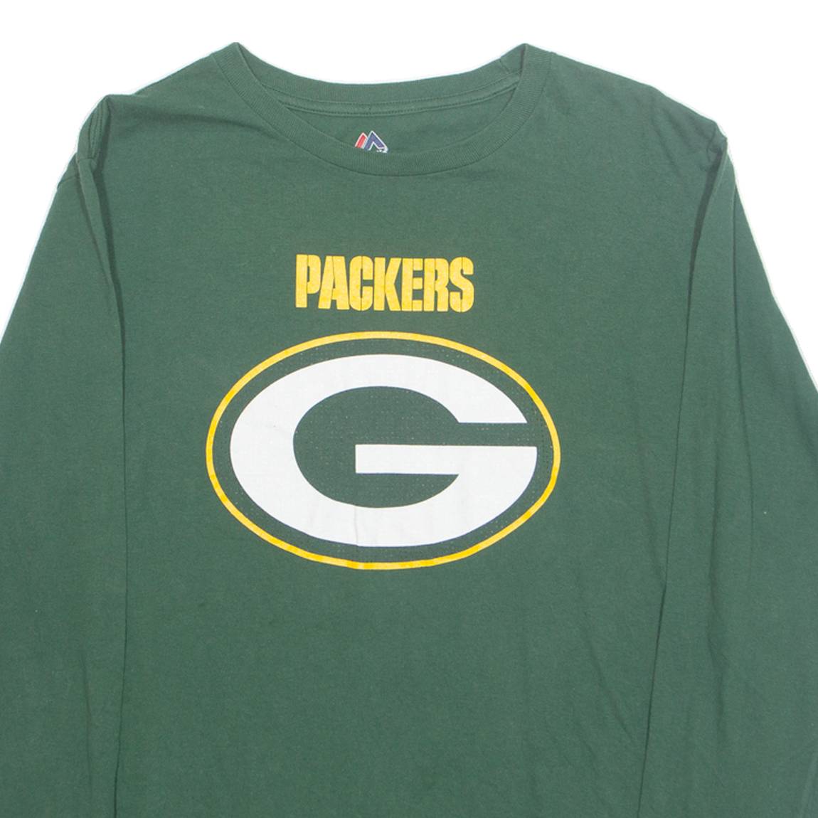 MAJESTIC NFL Green Bay Packers Mens T-Shirt Green Long Sleeve USA L