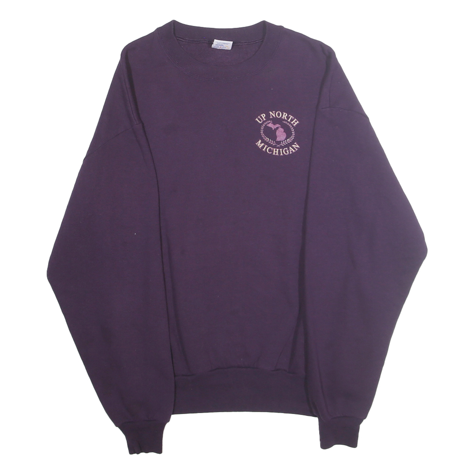 JERZEES Mens Purple Up North Michigan Crew Neck M Sweatshirt Cotton Blend