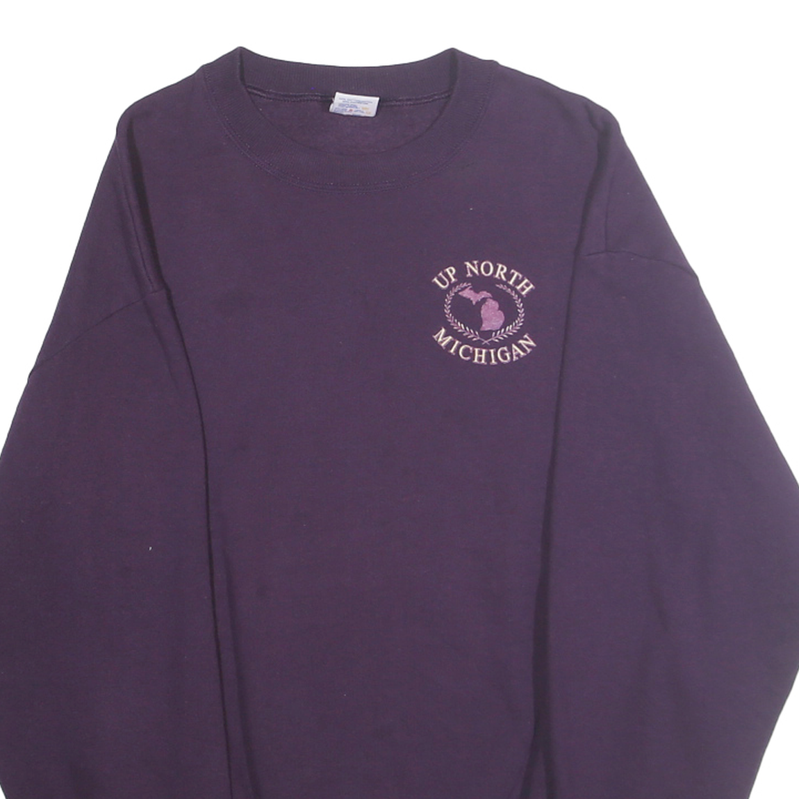 JERZEES Mens Purple Up North Michigan Crew Neck M Sweatshirt Cotton Blend
