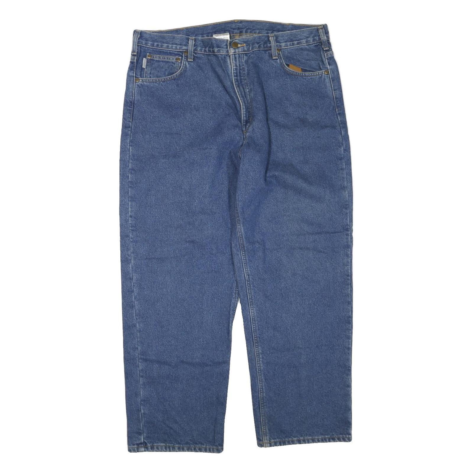 CARHARTT Mens Regular Fit Blue Denim Jeans W40 L30 Zip Closure Classic Style