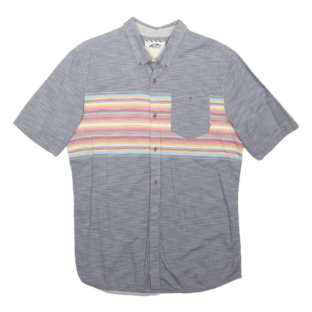 VANS Mens Grey & Multicolour Stripe Button-Down Shirt L Cotton Blend Casual