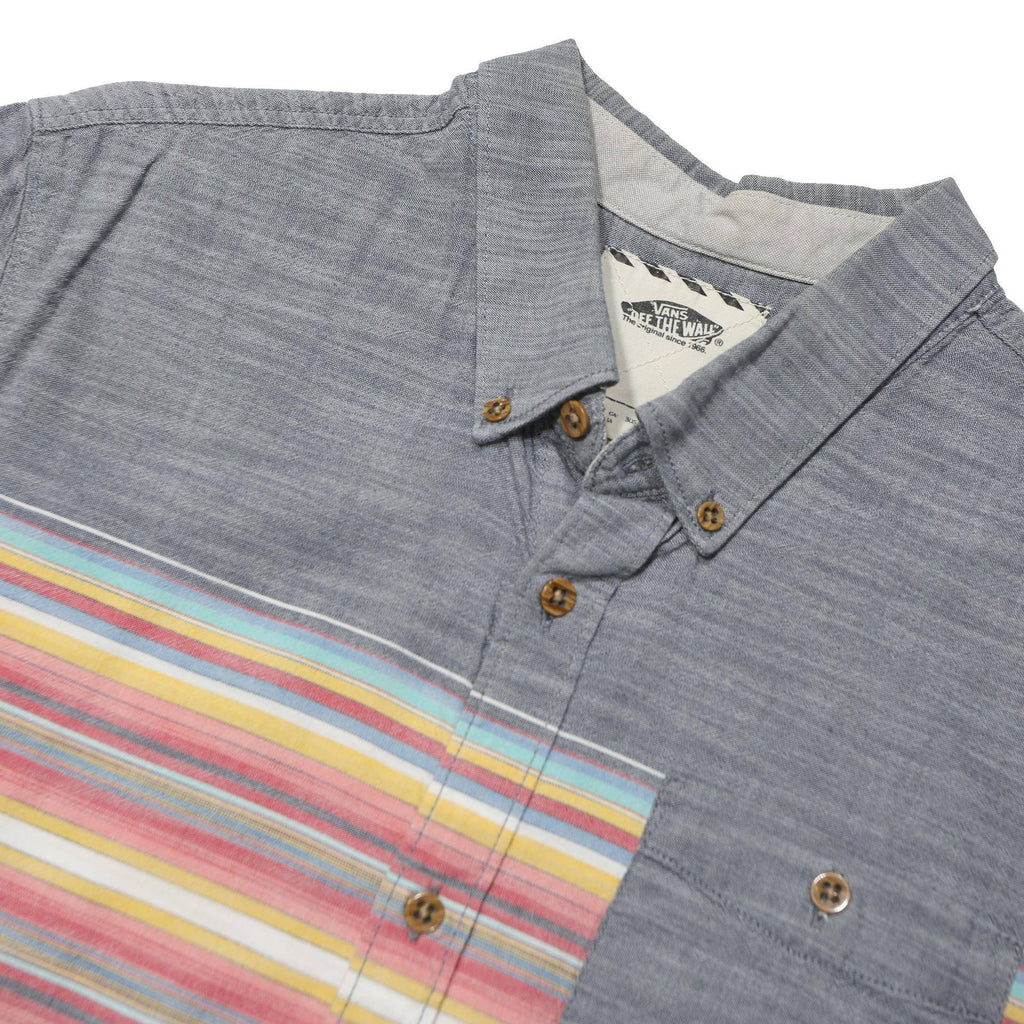 VANS Mens Grey & Multicolour Stripe Button-Down Shirt L Cotton Blend Casual