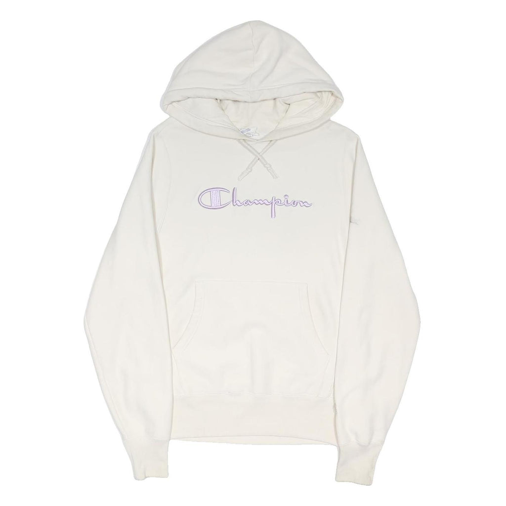 CHAMPION REVERSE WEAVE Womens White Hoodie S Champion Script Logo Pullover