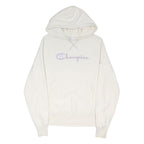 CHAMPION REVERSE WEAVE Womens White Hoodie S Champion Script Logo Pullover