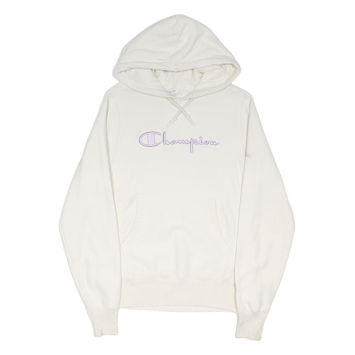 CHAMPION REVERSE WEAVE Womens White Hoodie S Champion Script Logo Pullover