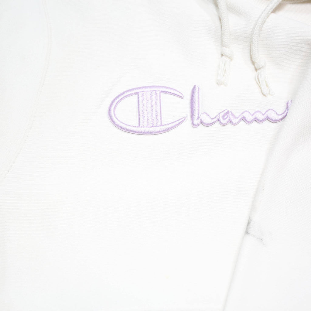 CHAMPION REVERSE WEAVE Womens White Hoodie S Champion Script Logo Pullover