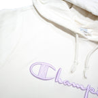 CHAMPION REVERSE WEAVE Womens White Hoodie S Champion Script Logo Pullover