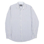 NAUTICA Mens Blue & White Stripe Shirt M Classic Cotton Long Sleeve Button Down