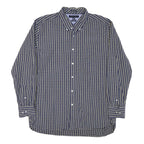 TOMMY HILFIGER Mens Blue Beige Check Shirt XL Button-Down Collar Long Sleeve