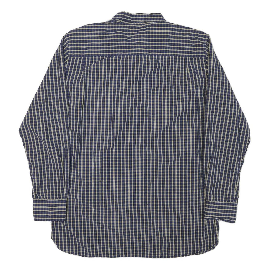 TOMMY HILFIGER Mens Blue Beige Check Shirt XL Button-Down Collar Long Sleeve