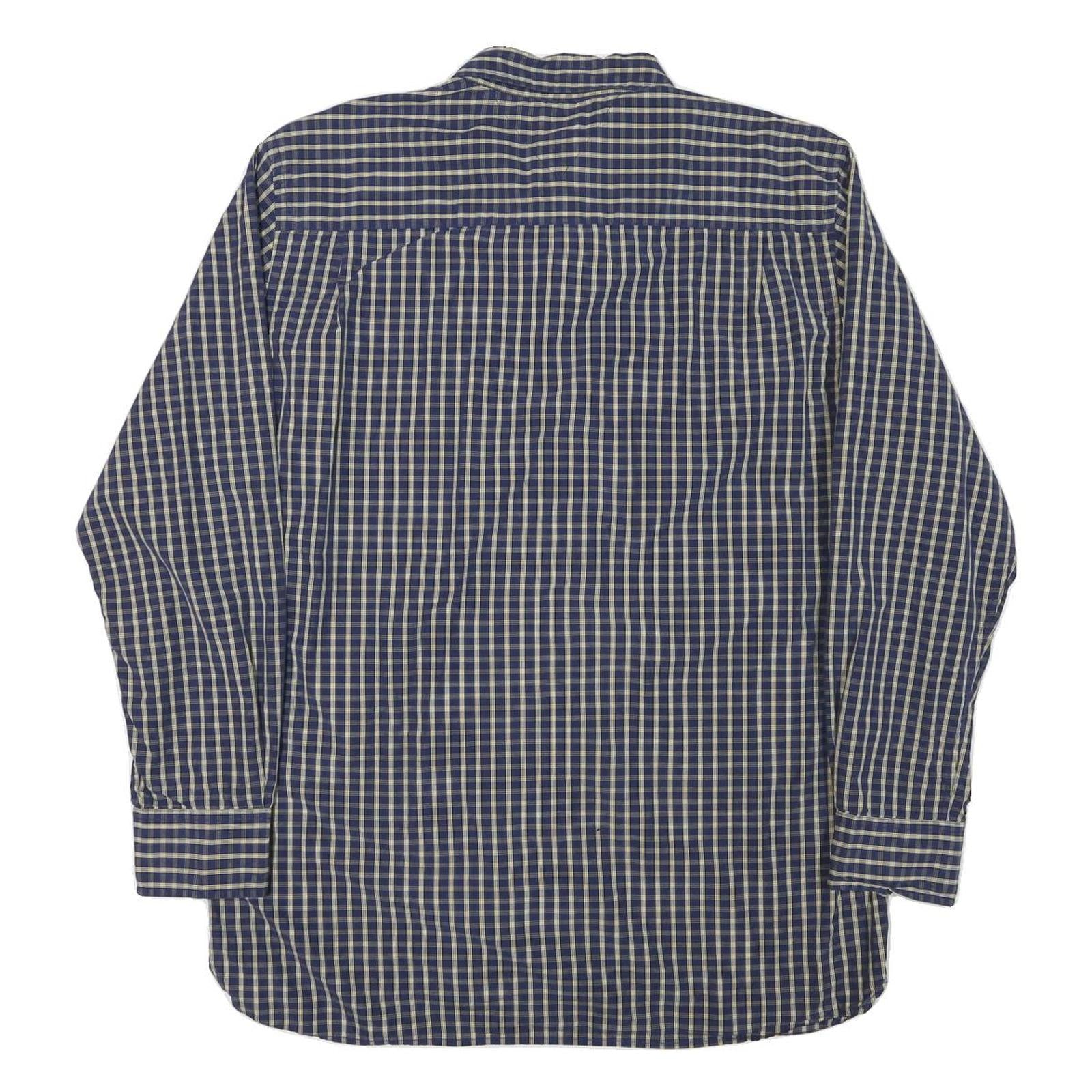TOMMY HILFIGER Mens Blue Beige Check Shirt XL Button-Down Collar Long Sleeve
