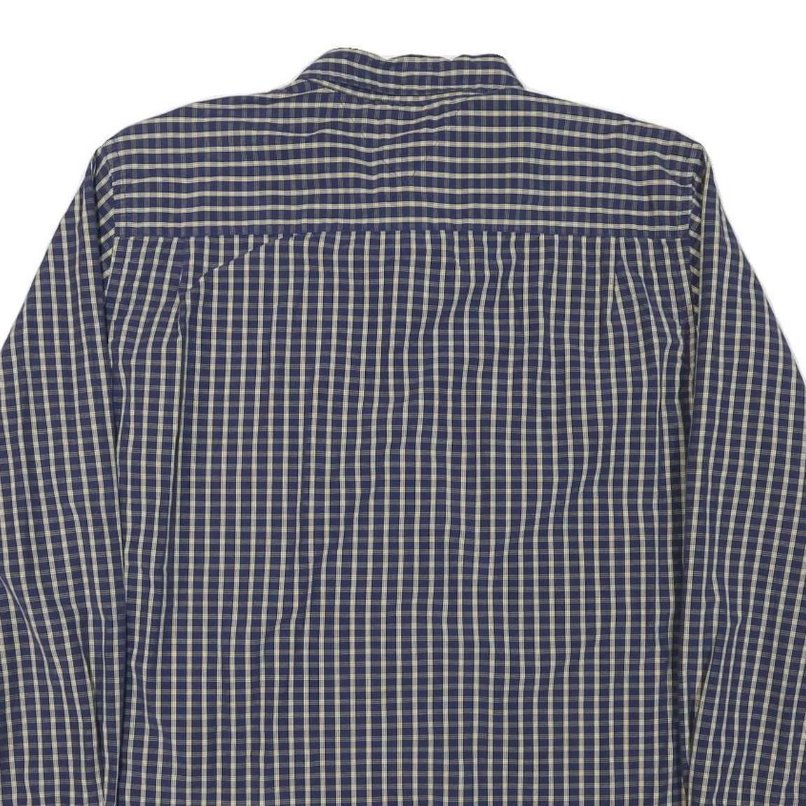TOMMY HILFIGER Mens Blue Beige Check Shirt XL Button-Down Collar Long Sleeve