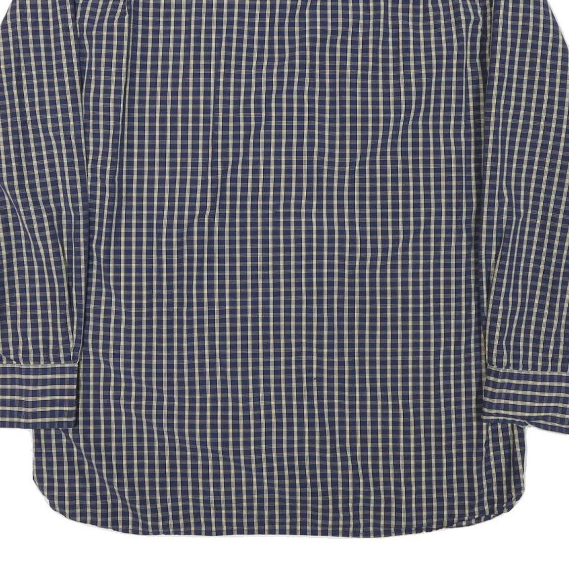 TOMMY HILFIGER Mens Blue Beige Check Shirt XL Button-Down Collar Long Sleeve