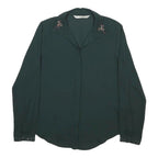 ZARA Womens Green Printed Shirt Long Sleeve Collared M Lightweight Elegant