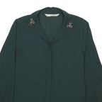 ZARA Womens Green Printed Shirt Long Sleeve Collared M Lightweight Elegant
