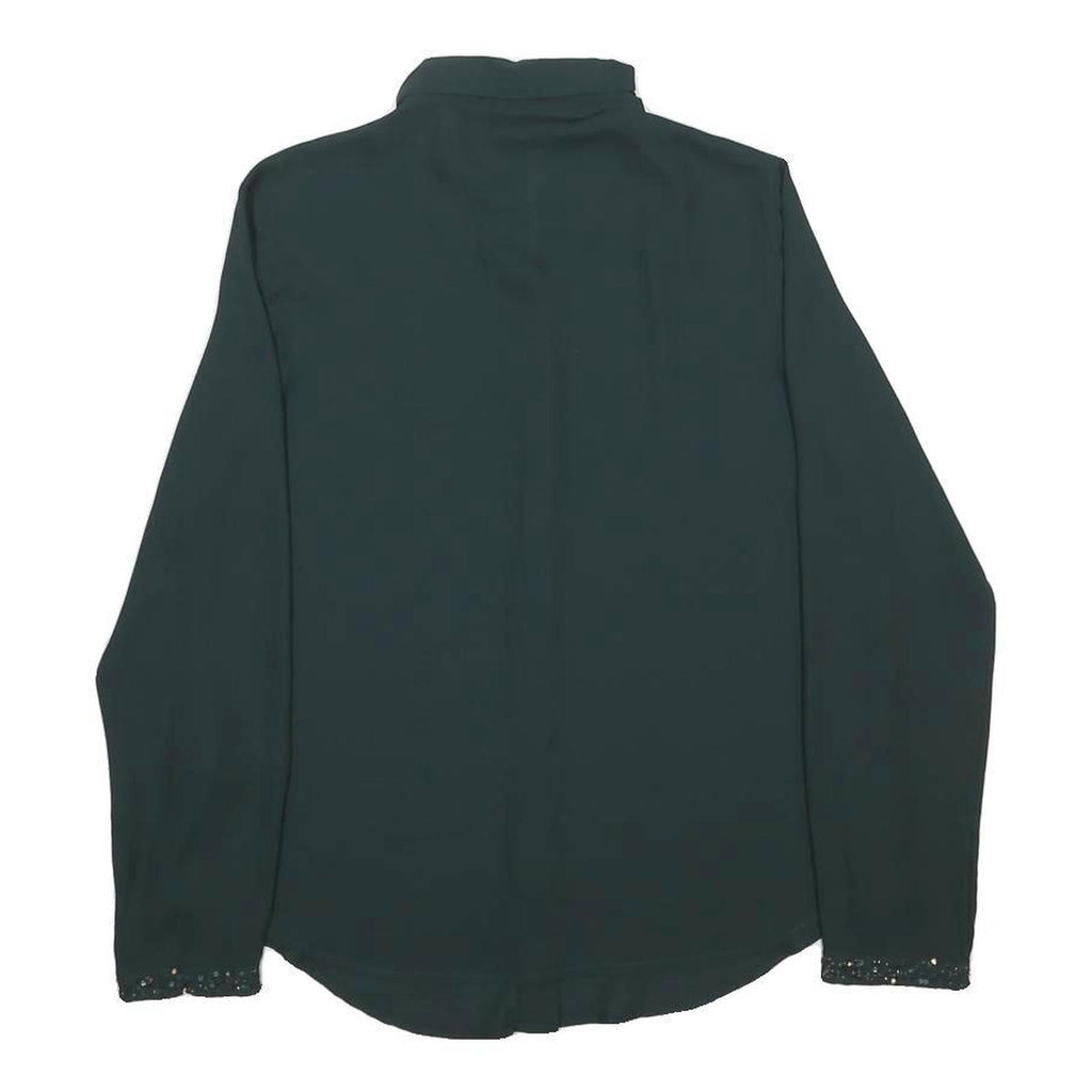 ZARA Womens Green Printed Shirt Long Sleeve Collared M Lightweight Elegant