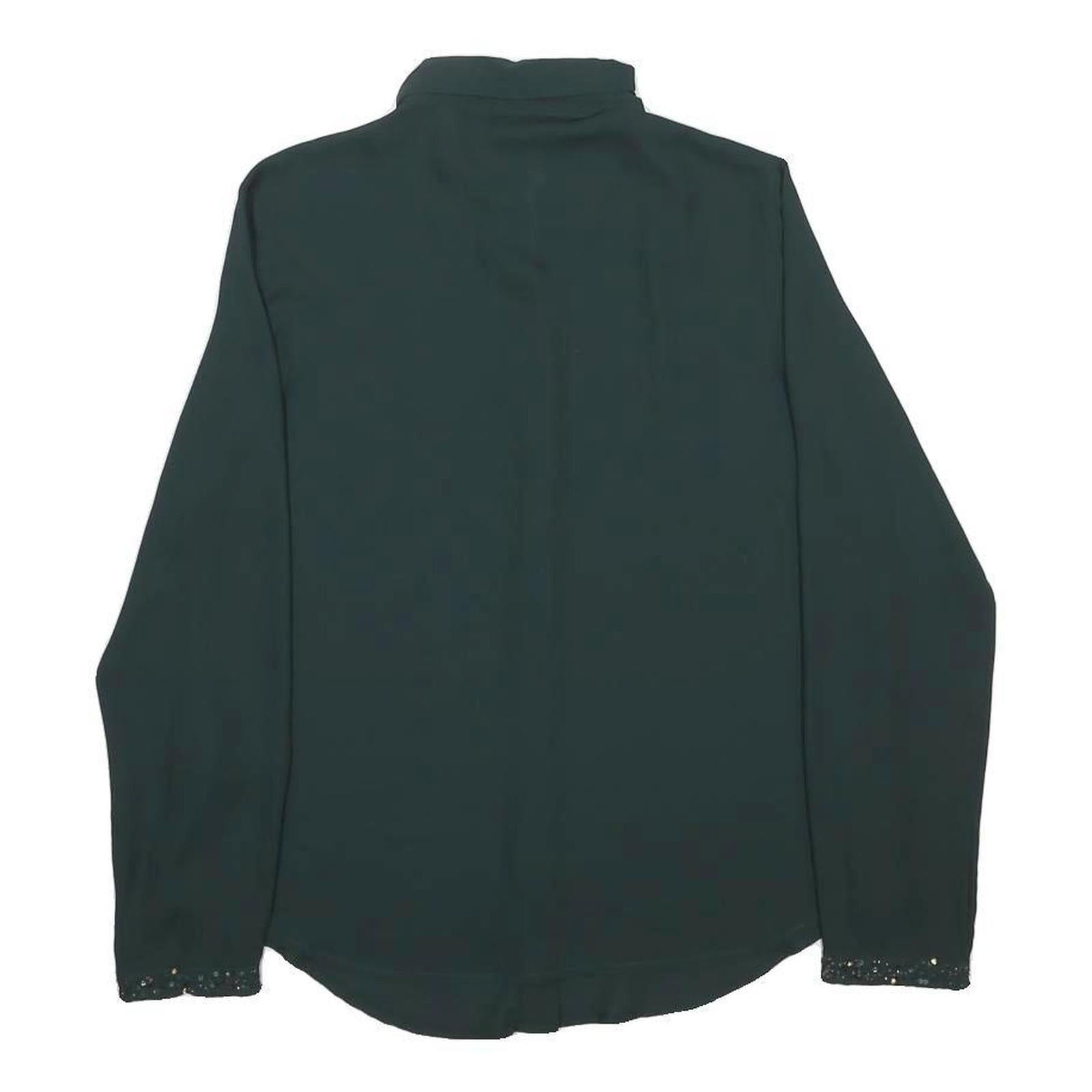 ZARA Womens Green Printed Shirt Long Sleeve Collared M Lightweight Elegant