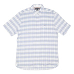 TOMMY HILFIGER Mens Blue & White Check Shirt XL Casual Summer Cotton Blend