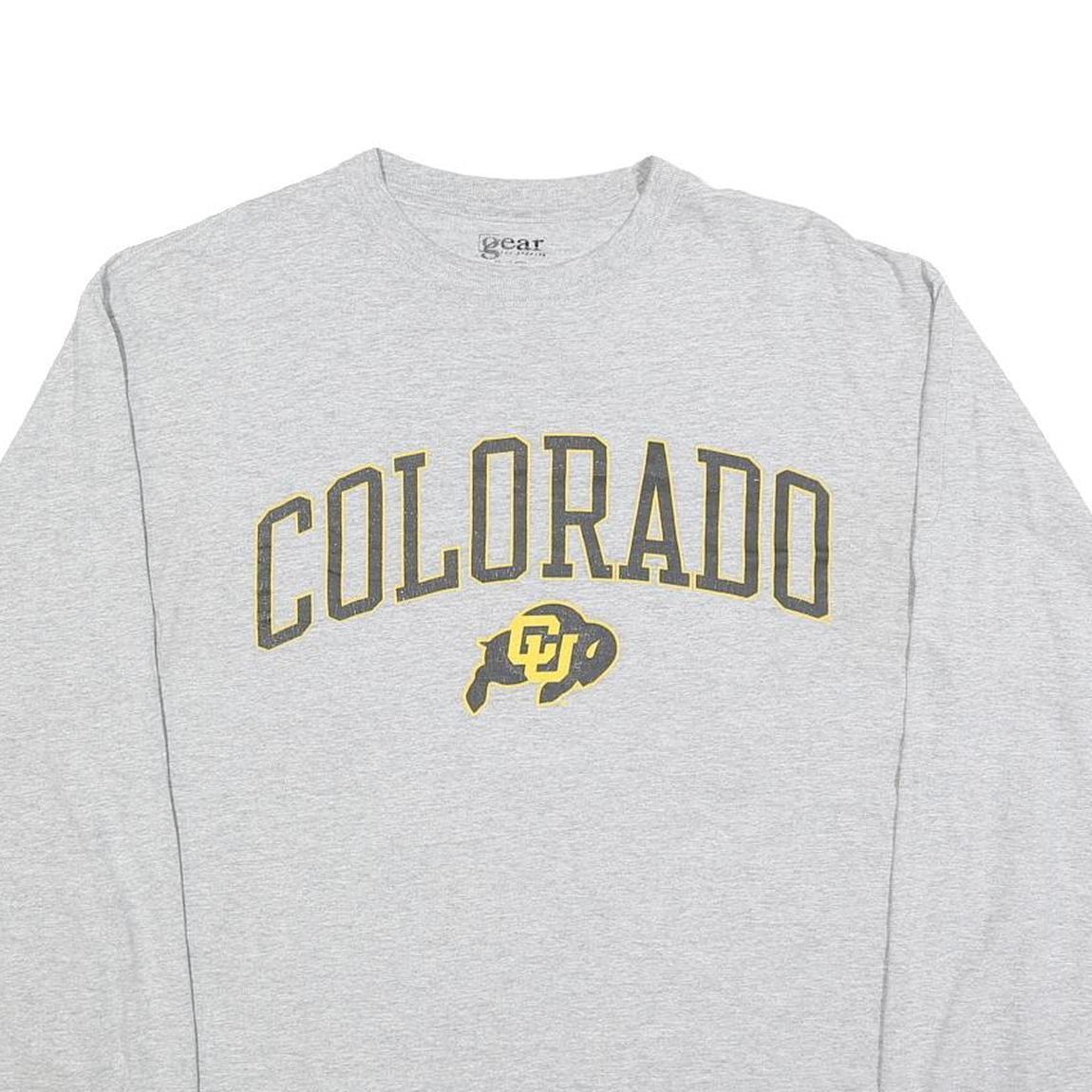 GEAR FOR SPORTS Mens Grey Colorado Long Sleeve Crew Neck Cotton Blend L Casual