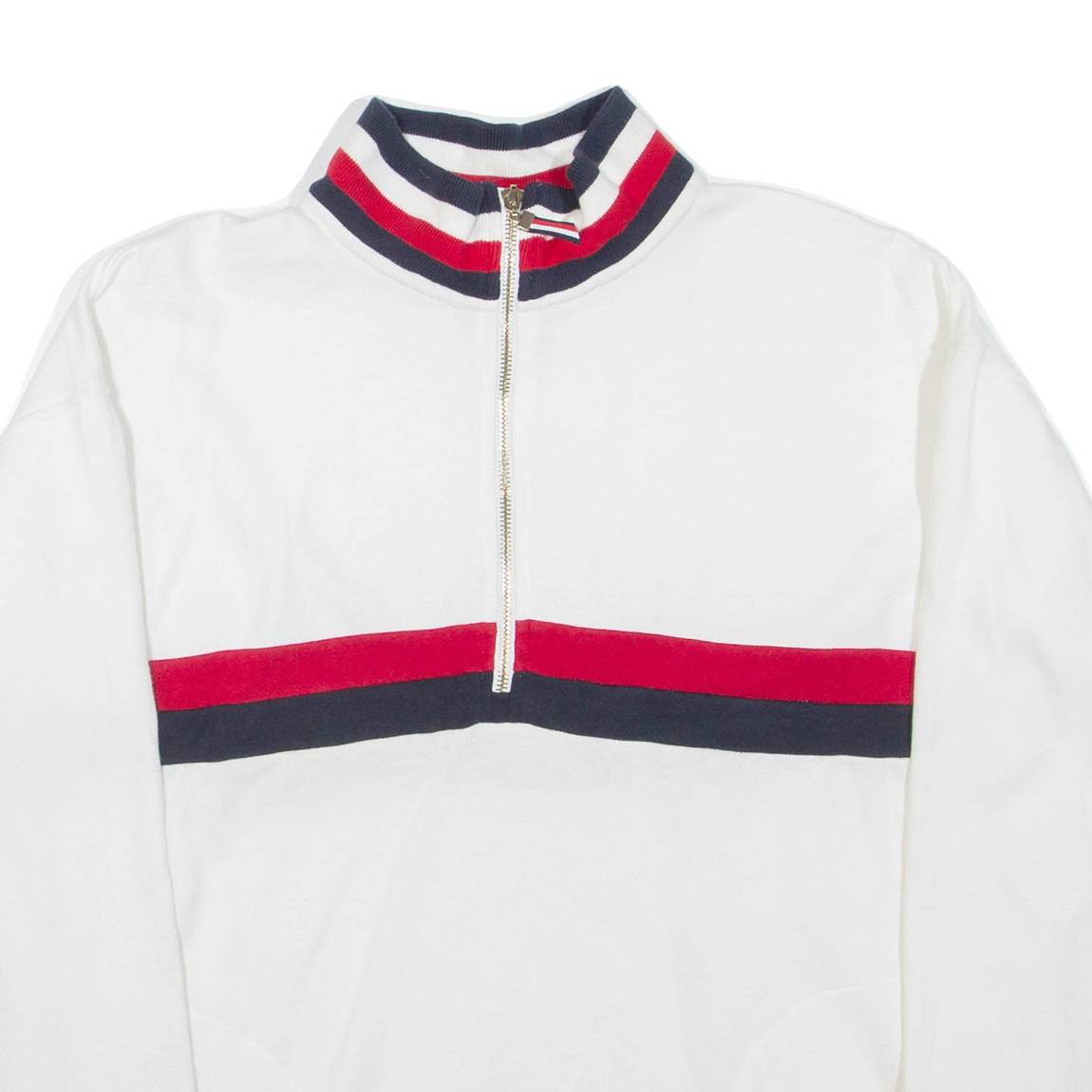 TOMMY HILFIGER Mens Sweatshirt White 1/4 Zip M