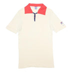 FILA Womens Cream & Red Polo Shirt XS Cotton Blend Short Sleeve Basic