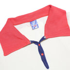 FILA Womens Cream & Red Polo Shirt XS Cotton Blend Short Sleeve Basic