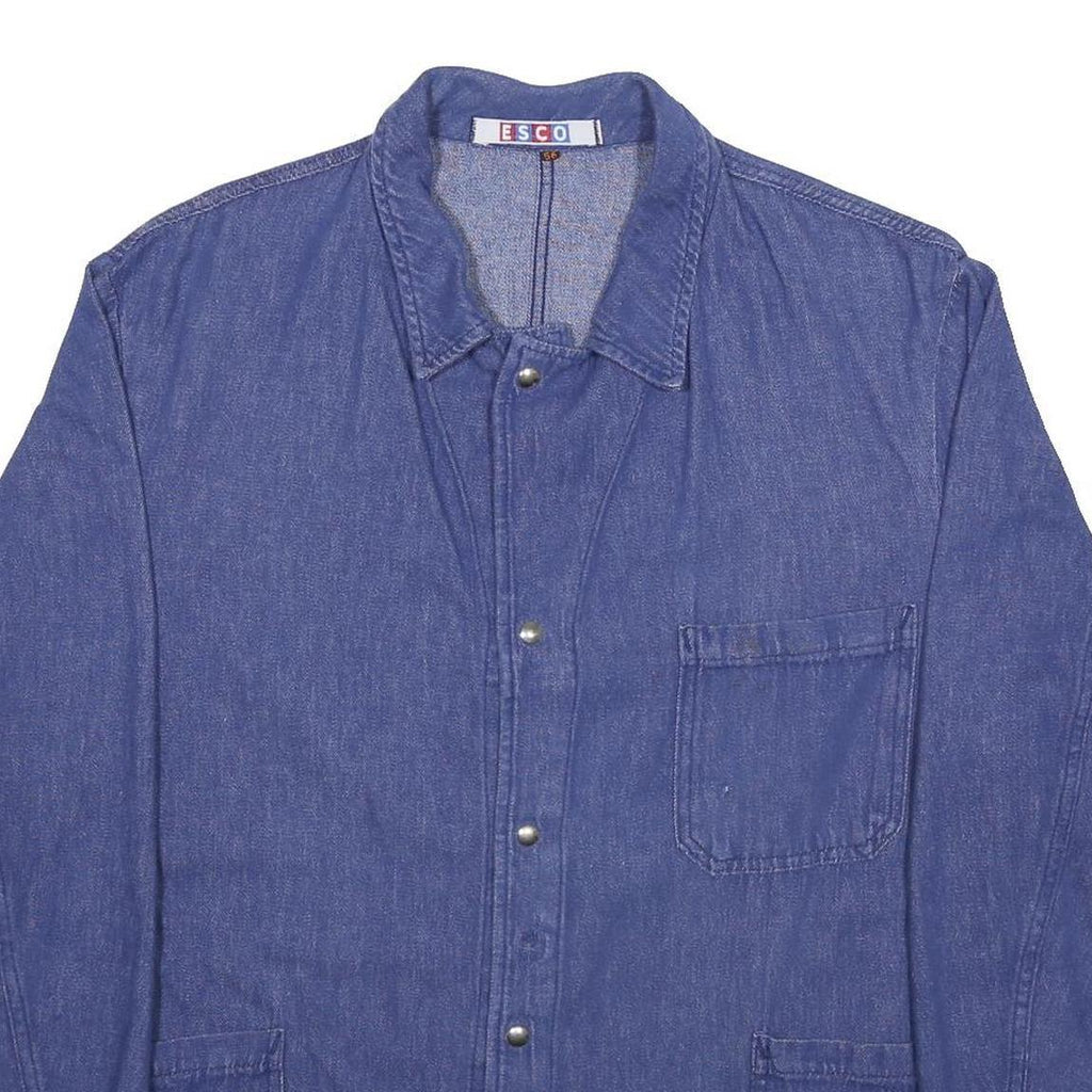 ESCO Mens Blue Denim Shirt XL Casual Long Sleeve Button Closure