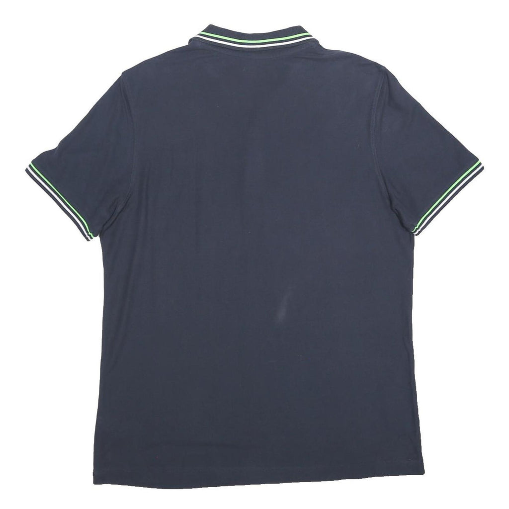 LOTTO Mens Navy Blue & Green Short Sleeve Polo Shirt 2XL Cotton Casual