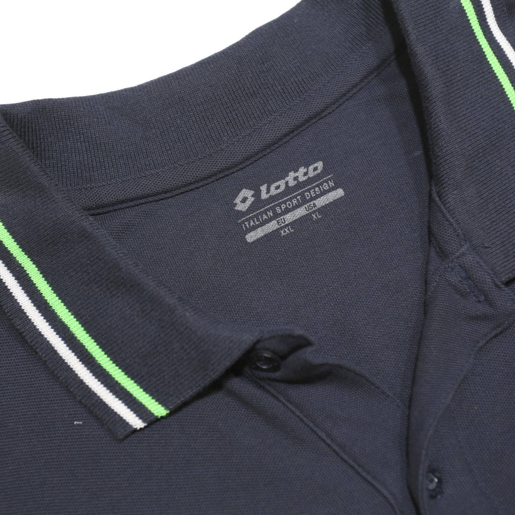 LOTTO Mens Navy Blue & Green Short Sleeve Polo Shirt 2XL Cotton Casual