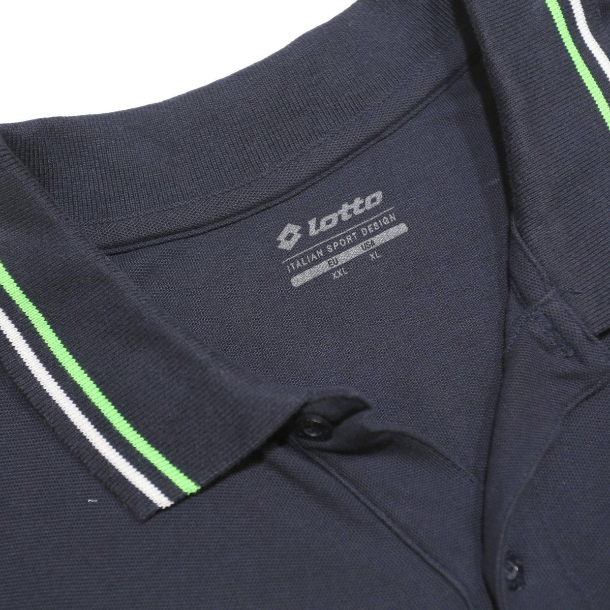 LOTTO Mens Navy Blue & Green Short Sleeve Polo Shirt 2XL Cotton Casual