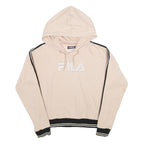 FILA Womens Beige & Black Hooded Pullover S Cotton Blend Hoodie