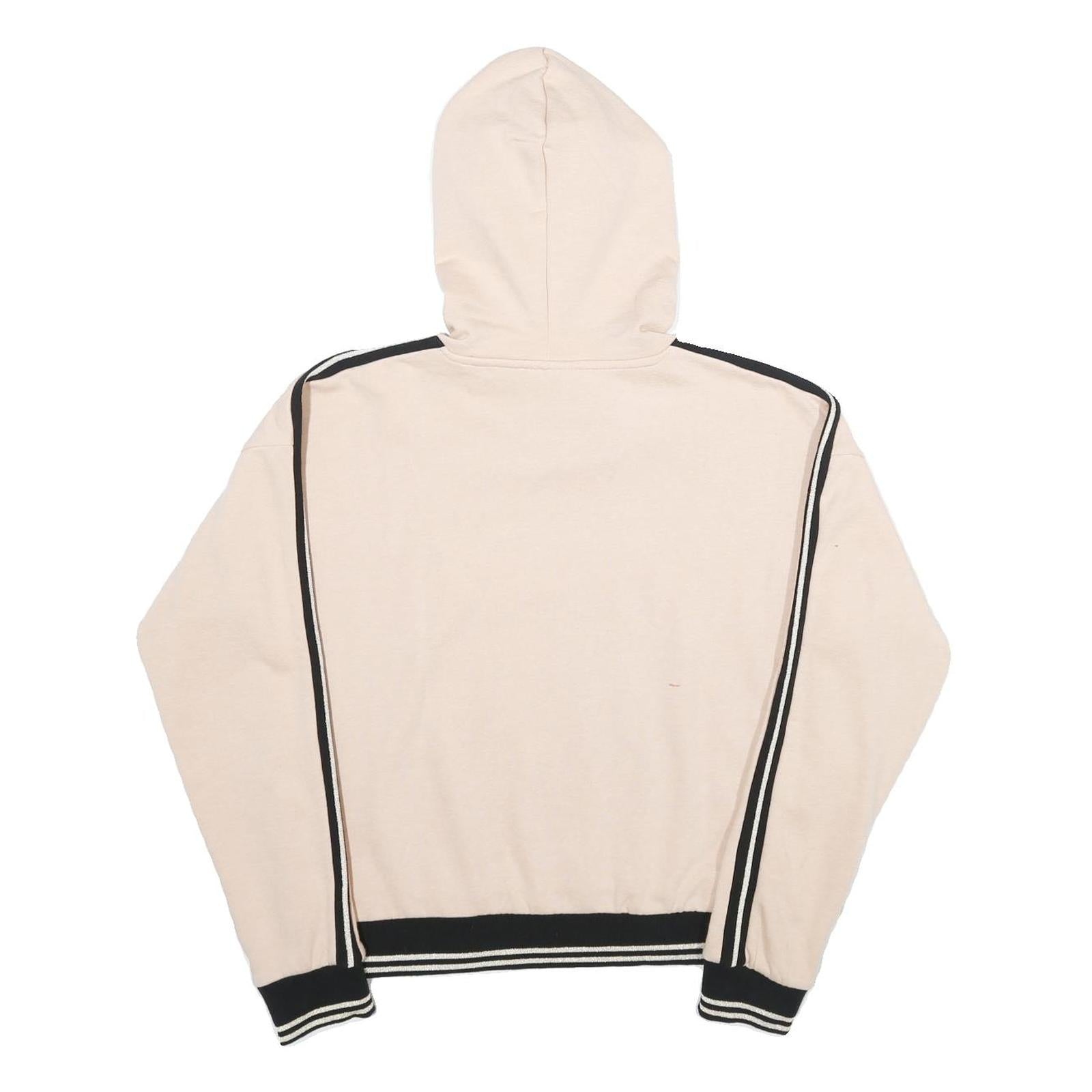 FILA Womens Beige & Black Hooded Pullover S Cotton Blend Hoodie