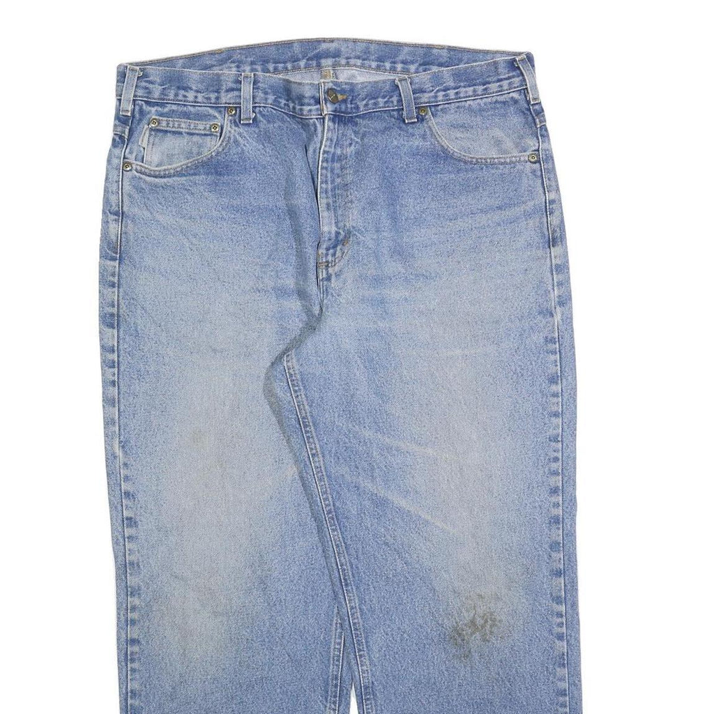 CARHARTT Mens Relaxed Cotton Blend Denim Light Blue Jeans W40 L30 Workwear Zip
