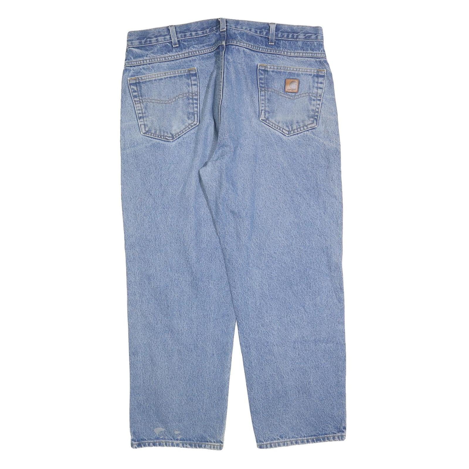 CARHARTT Mens Relaxed Cotton Blend Denim Light Blue Jeans W40 L30 Workwear Zip