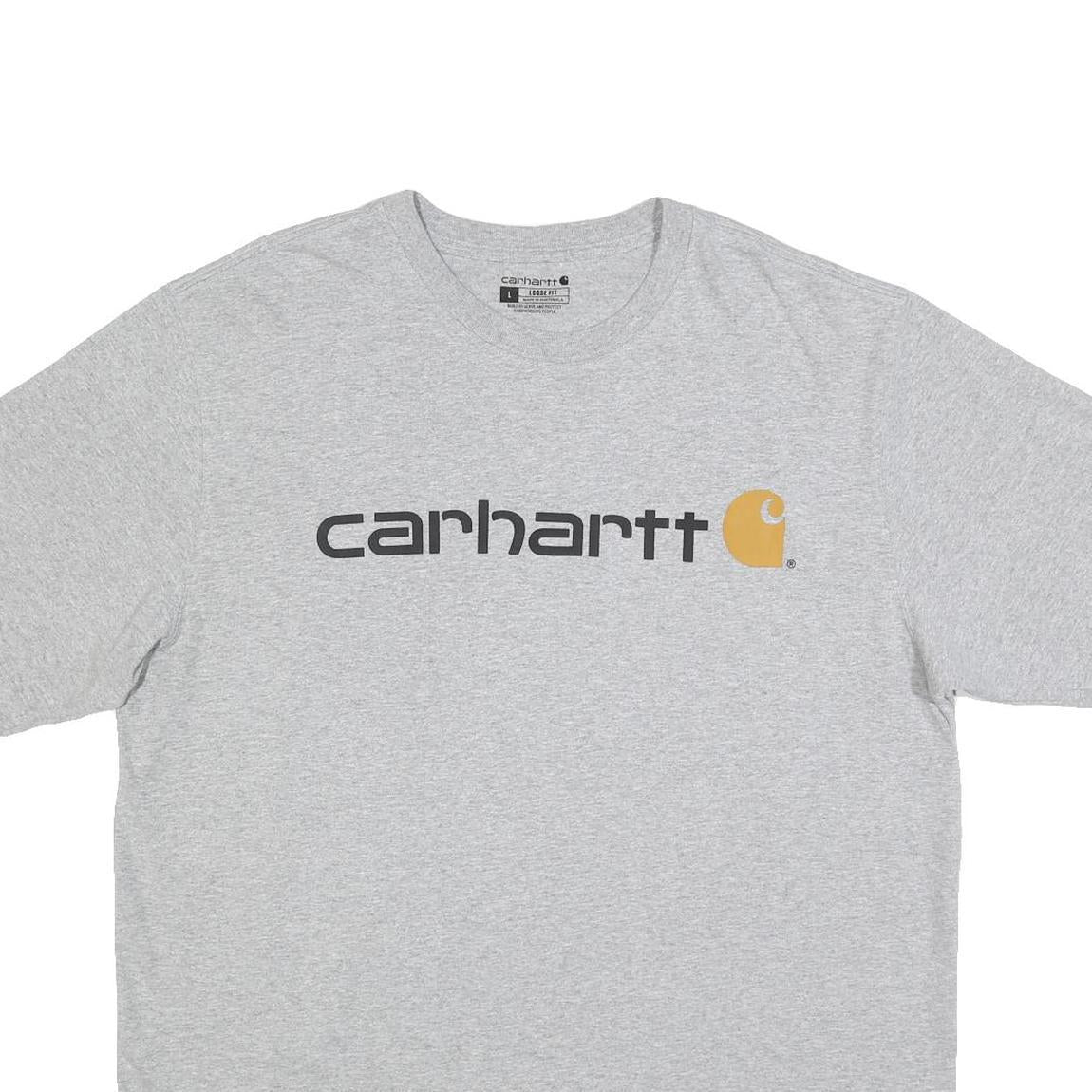 CARHARTT Mens Grey Graphic T-Shirt L Short Sleeve Crew Neck Logo Print Cotton