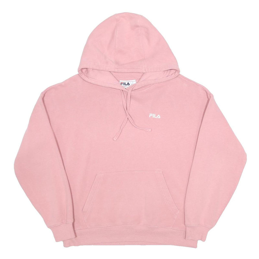 FILA Womens Pink Pullover Hoodie M Casual Cotton Blend Drawstring