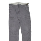 CARHARTT Mens Cotton Blend Grey Regular Cargo Trousers W32 L30 Workwear Zip