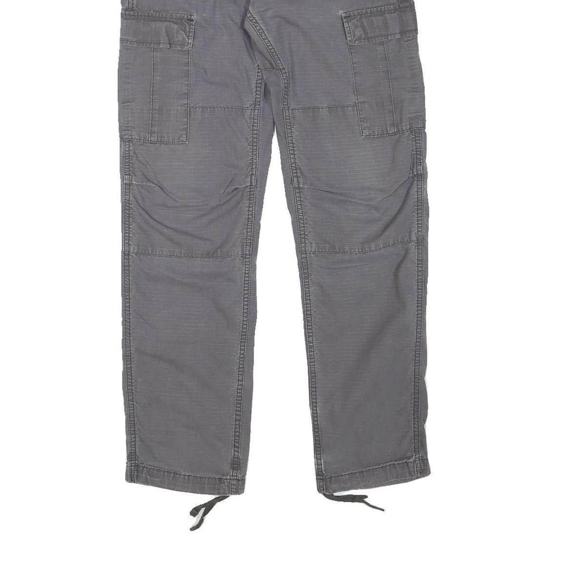 CARHARTT Mens Cotton Blend Grey Regular Cargo Trousers W32 L30 Workwear Zip