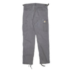 CARHARTT Mens Cotton Blend Grey Regular Cargo Trousers W32 L30 Workwear Zip