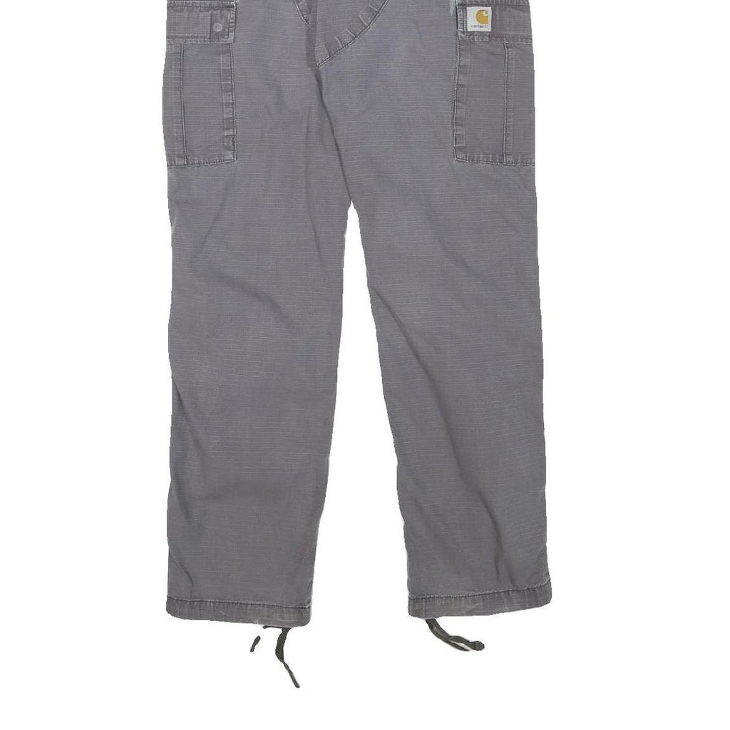 CARHARTT Mens Cotton Blend Grey Regular Cargo Trousers W32 L30 Workwear Zip
