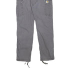 CARHARTT Mens Cotton Blend Grey Regular Cargo Trousers W32 L30 Workwear Zip