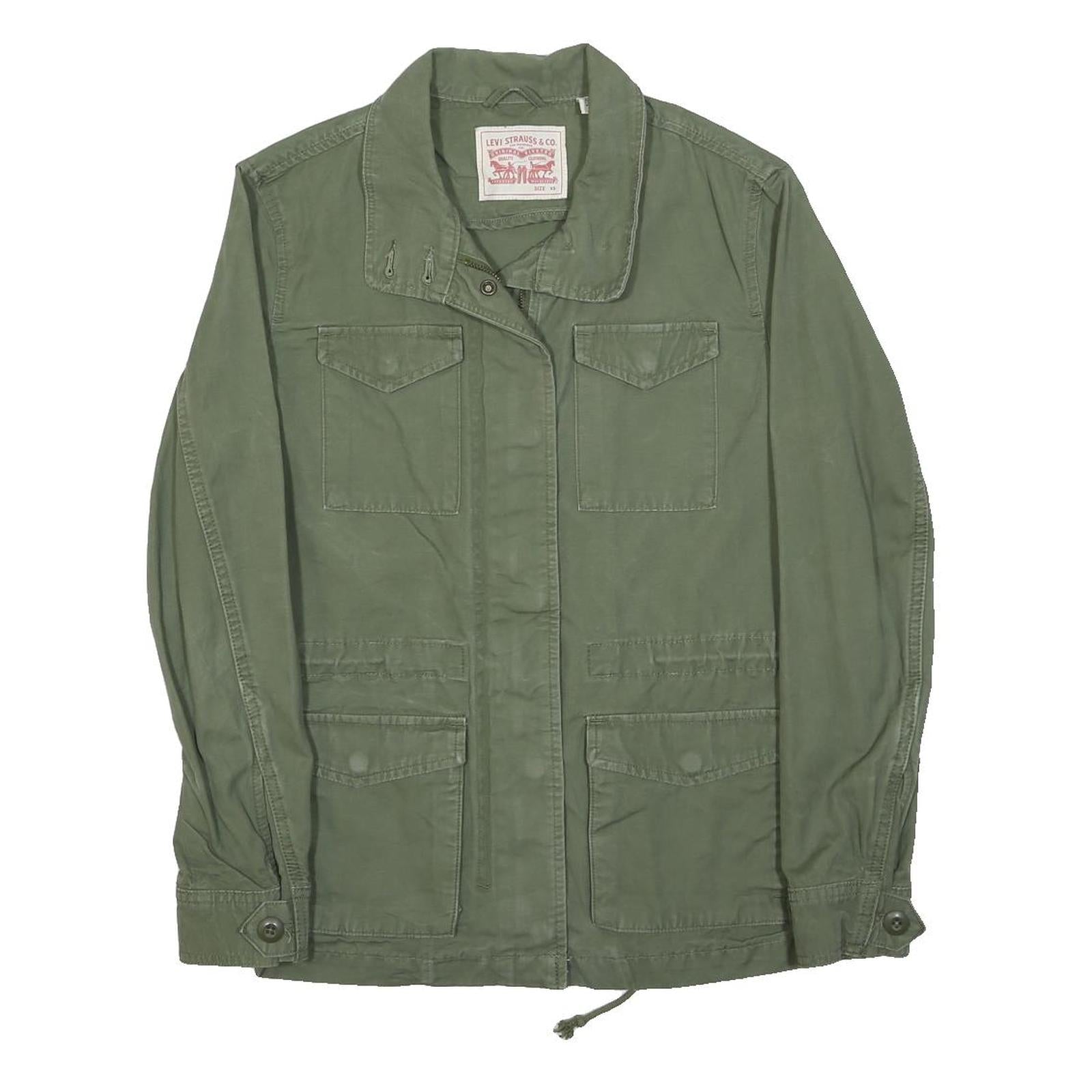 LEVI'S Womens Green Cotton Blend Jacket XS Plain Zip Casual Lightweight