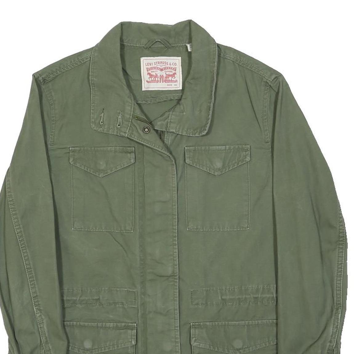 LEVI'S Womens Green Cotton Blend Jacket XS Plain Zip Casual Lightweight