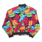 TAN JAYS Womens Black Tropical Print Jacket M Polyester Zip Bomber Lightweight