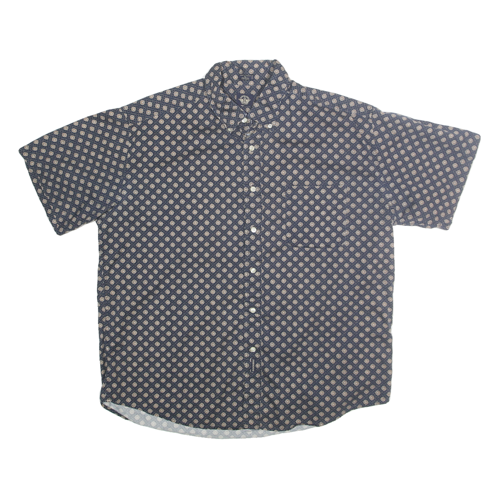 DOCKERS Mens Blue Shirt XL Cotton Casual Button-Down Printed Short Sleeve