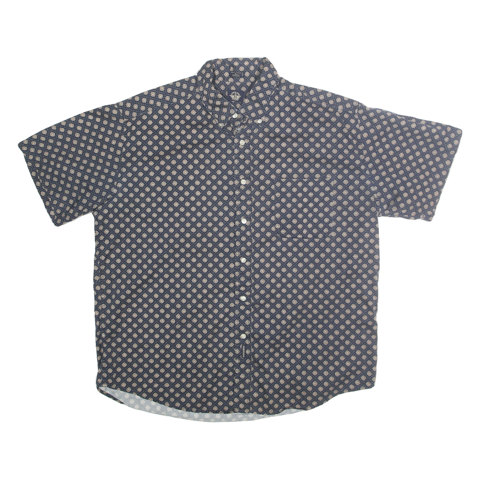 DOCKERS Mens Blue Shirt XL Cotton Casual Button-Down Printed Short Sleeve